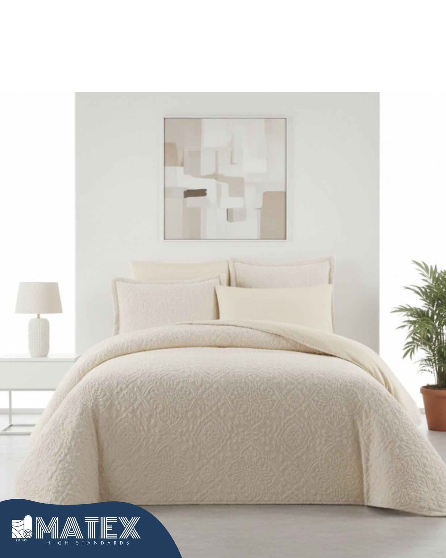 King Size Creamy Embossed Woollen Comforter (3 pcs)