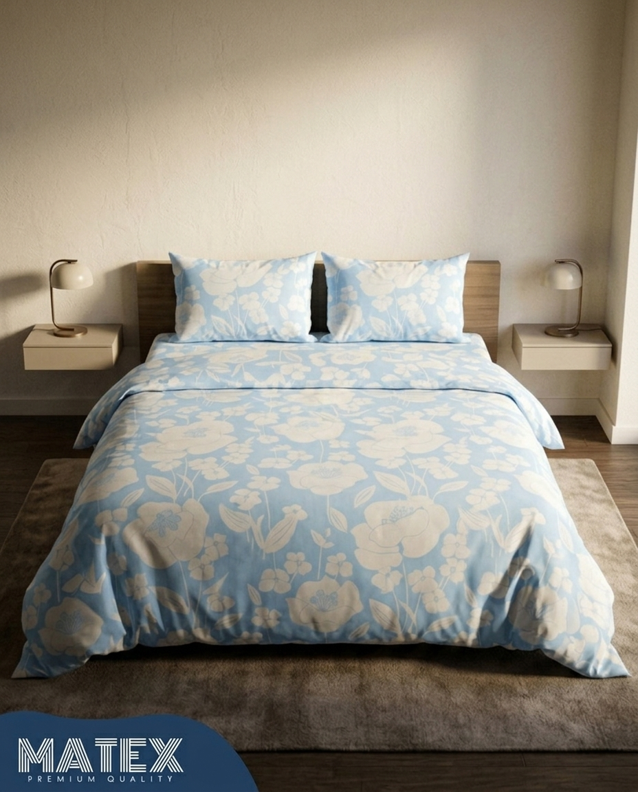طقم سرير من القطن بنسبة 100% من بلو فلاور، 180TC
