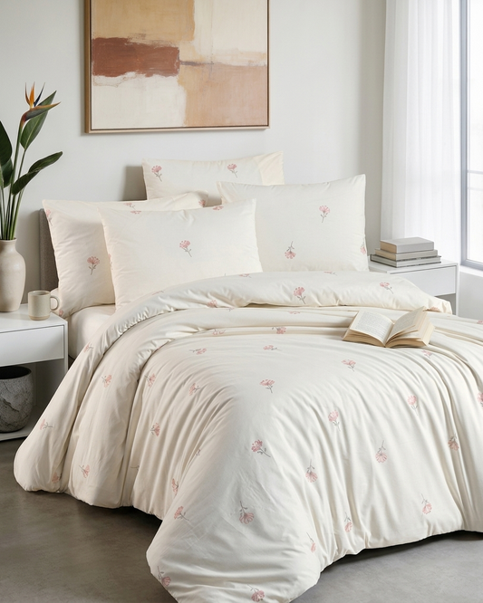 Blush Petals Embroidered Bridal Set 100% Cotton (6 pcs)
