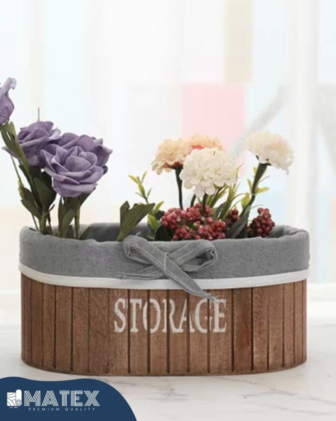 Wooden Woven Basket With fabric For Bread Fruit Vegetable