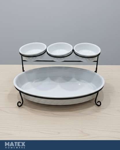 2 TIER OVAL BAKER SERVING SET