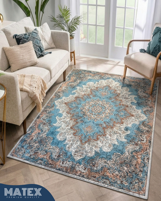 Azure Sultan Printed Soft Rug 160x230cm