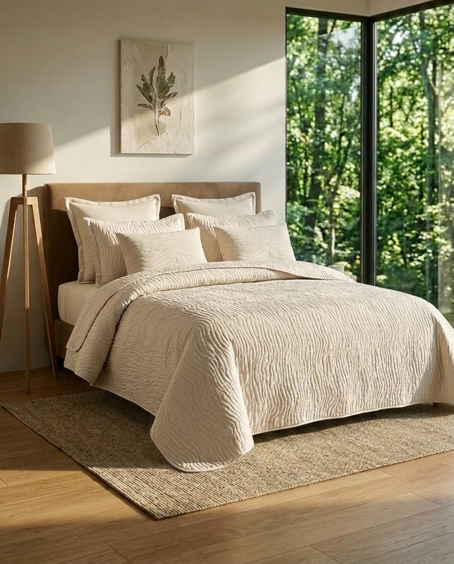 WhisperWave Light Beige Bedspread Set (6pcs)
