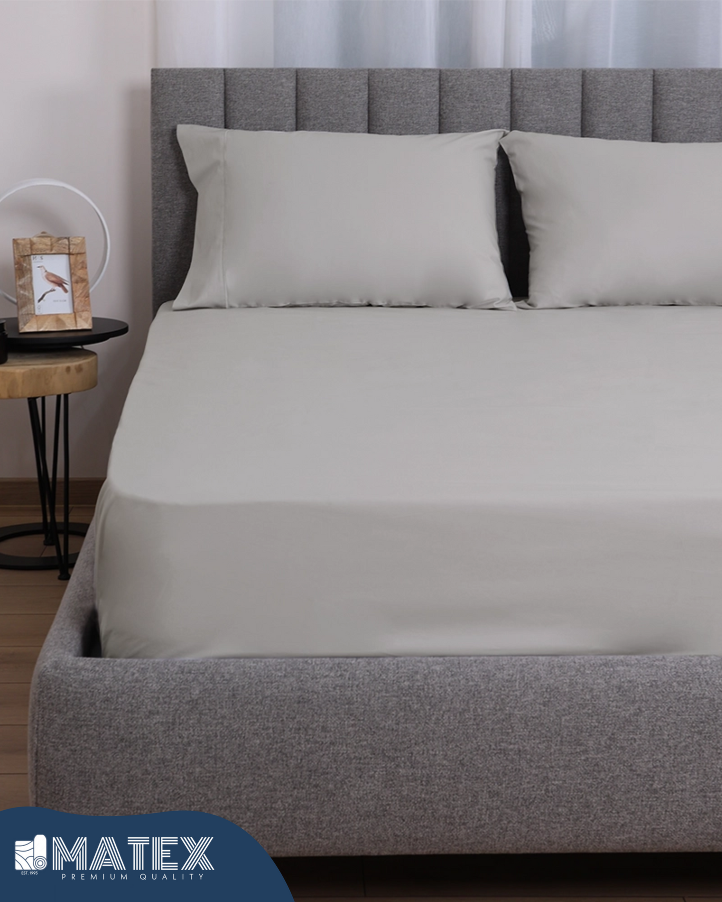 Grey Cotton Fitted Sheets 180TC