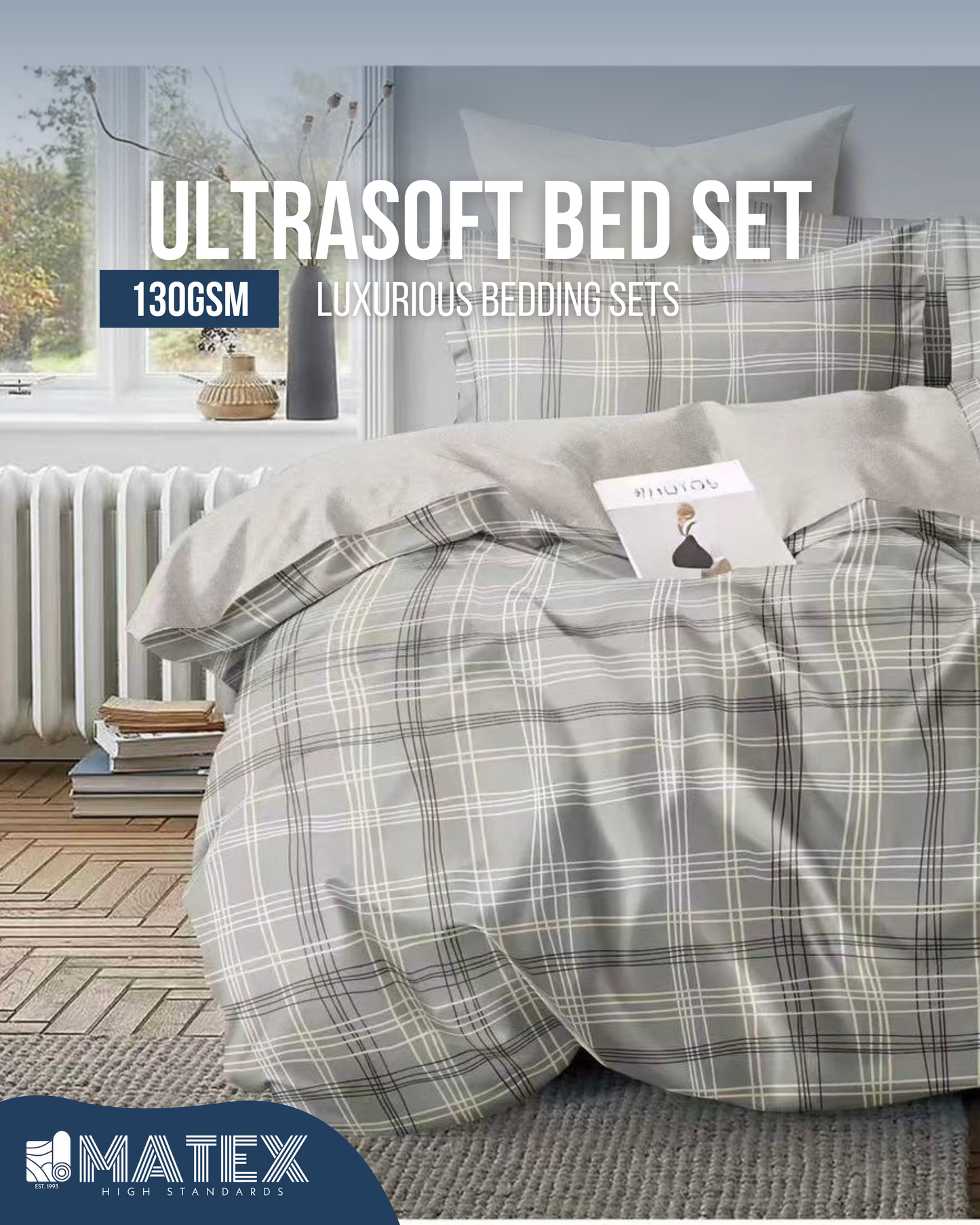 Single size LightGreesh Bed set 130 GSM (3 pcs)