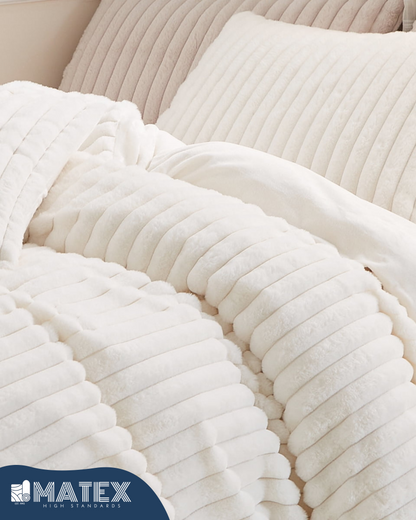 (Restocked) King Size White PlushWave Comforter Set (3 pcs)