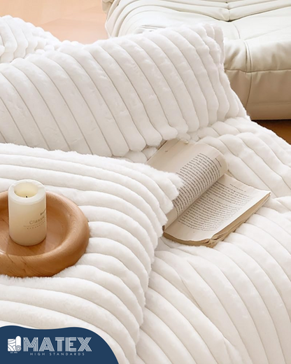 (Restocked) King Size White PlushWave Comforter Set (3 pcs)