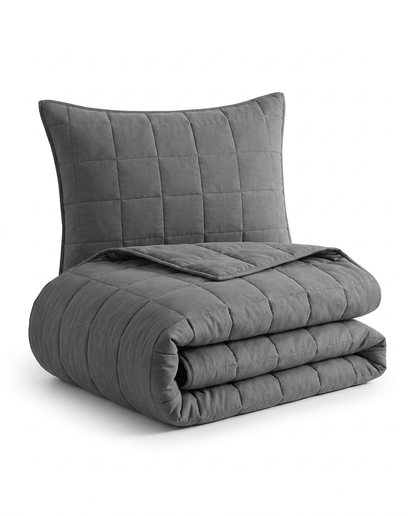 SoftBlend Quilted Coverlet – Charcoal (Full Set)