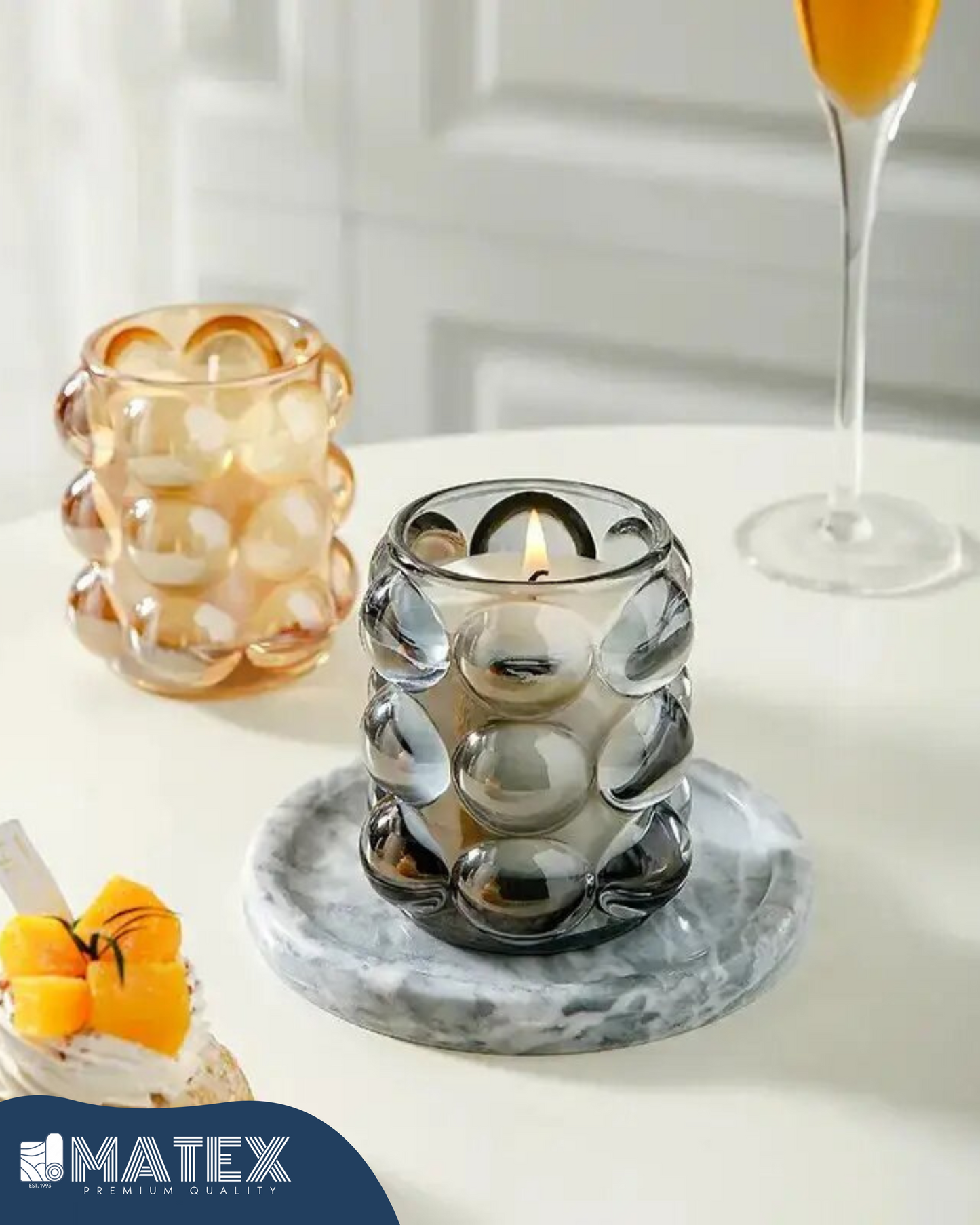 Bubble glass candle jar