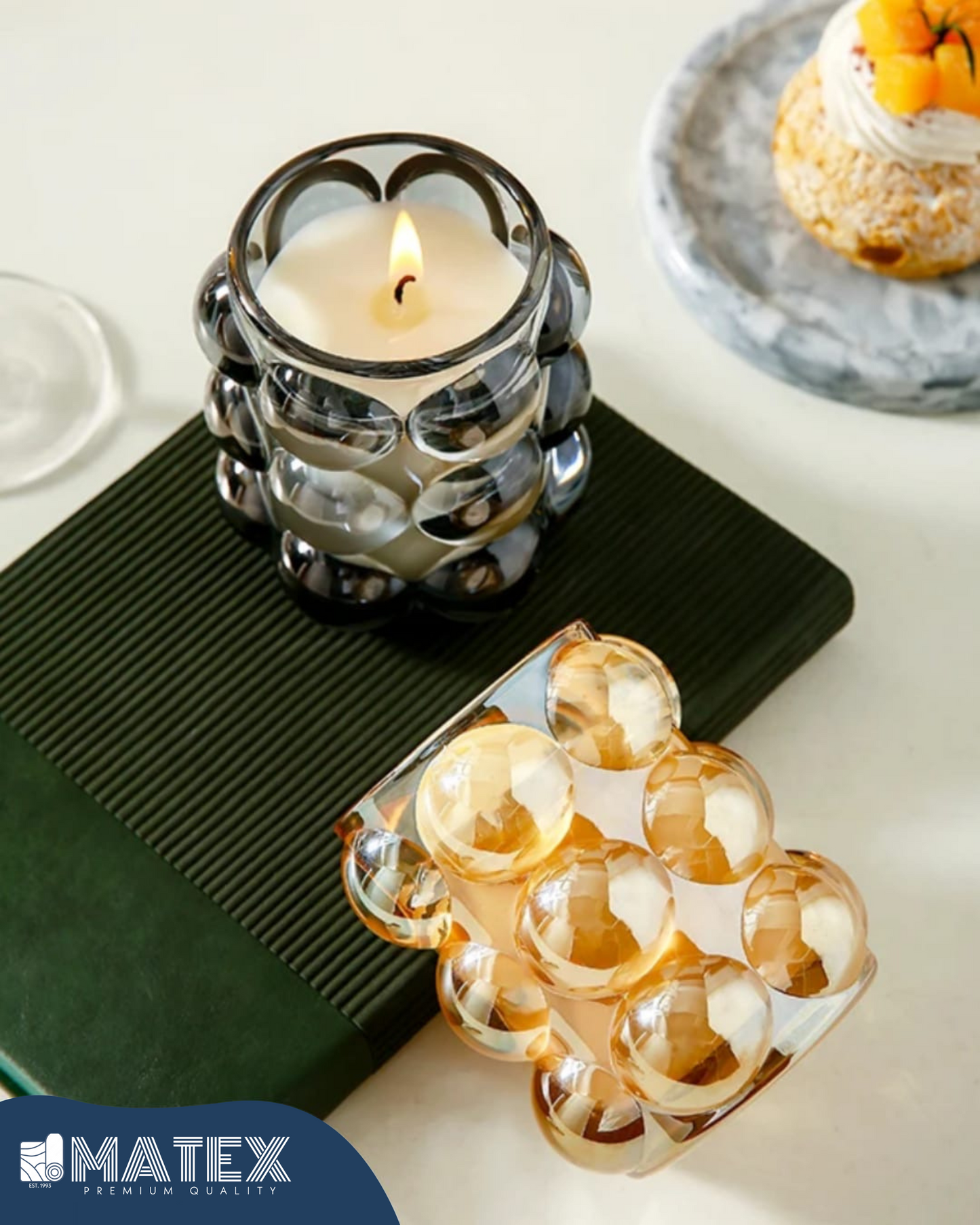 Bubble glass candle jar