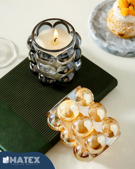 Bubble glass candle jar