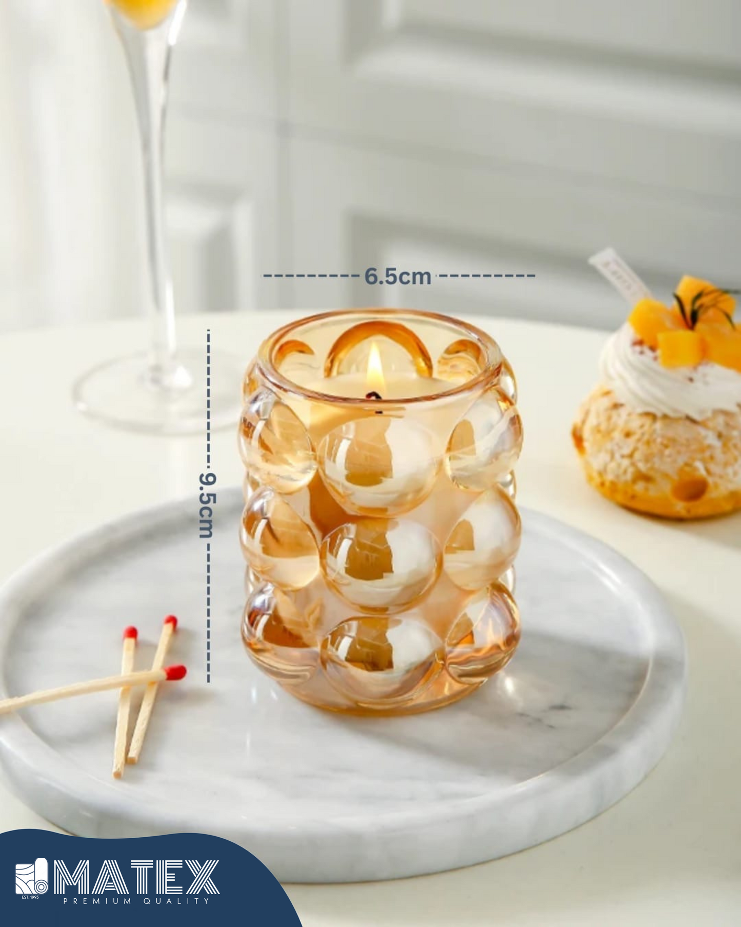 Bubble glass candle jar