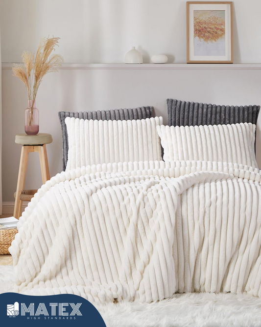 (Restocked) King Size White PlushWave Comforter Set (3 pcs)