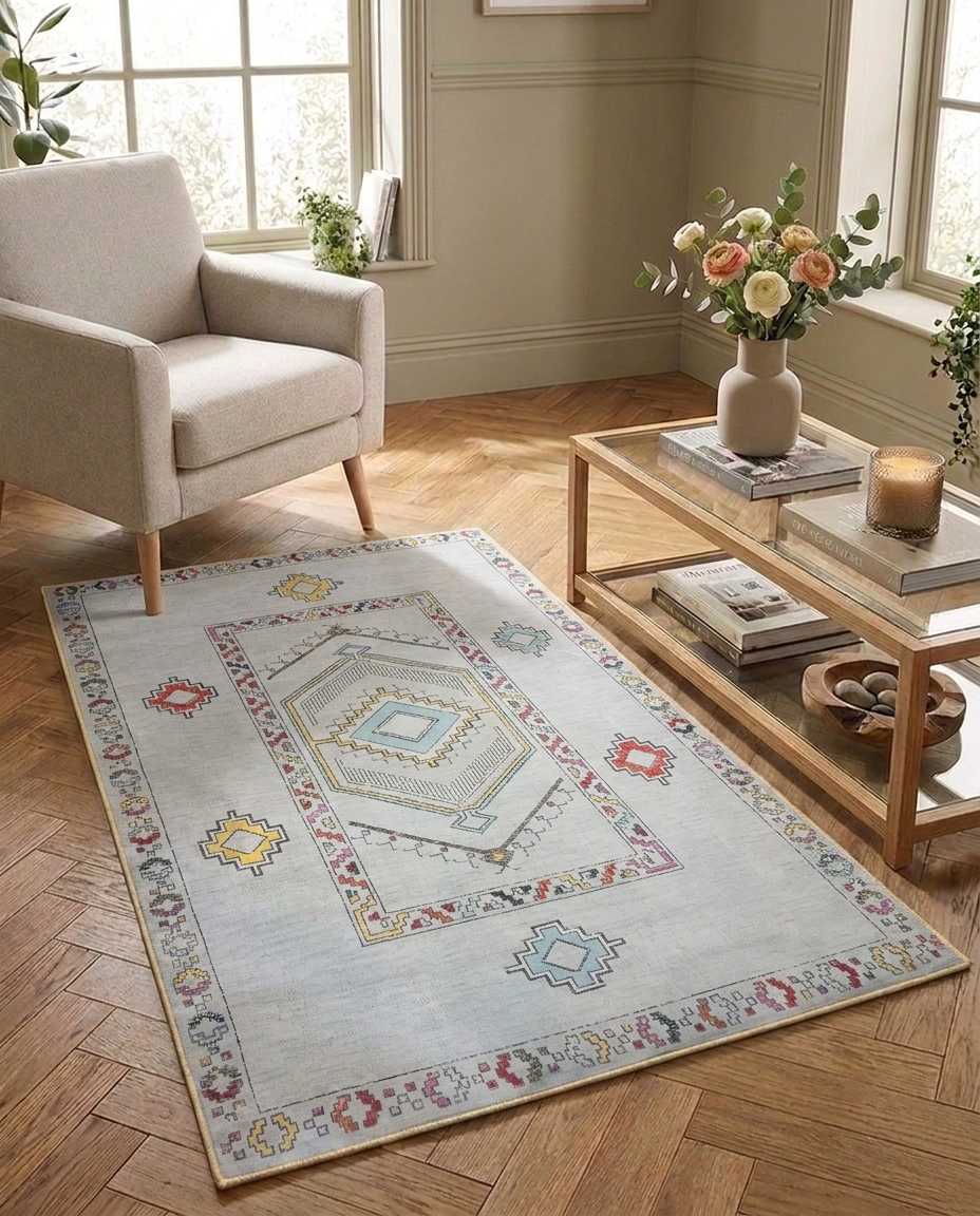 Boho Mosaic Printed Soft Rug