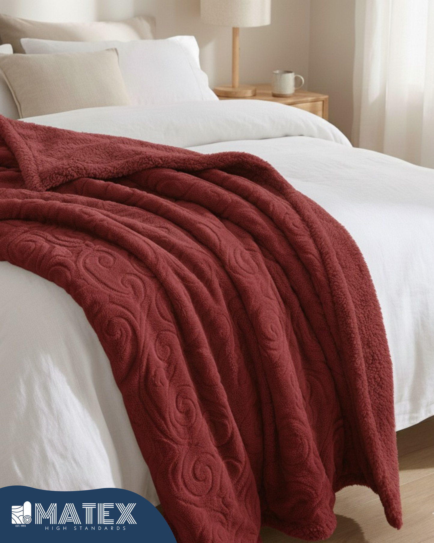 Bed Embossed Blanket With Sherpa Woollen