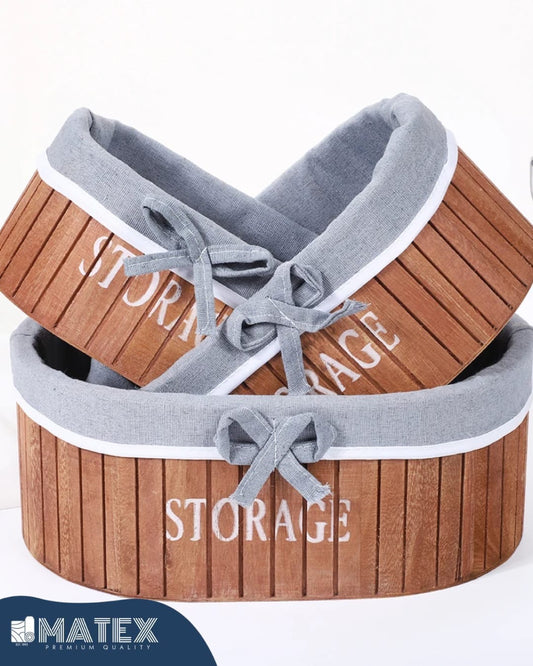 Wooden Woven Basket With fabric For Bread Fruit Vegetable
