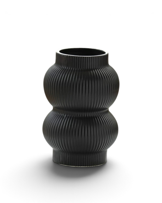 Midnight Ribbed Vase