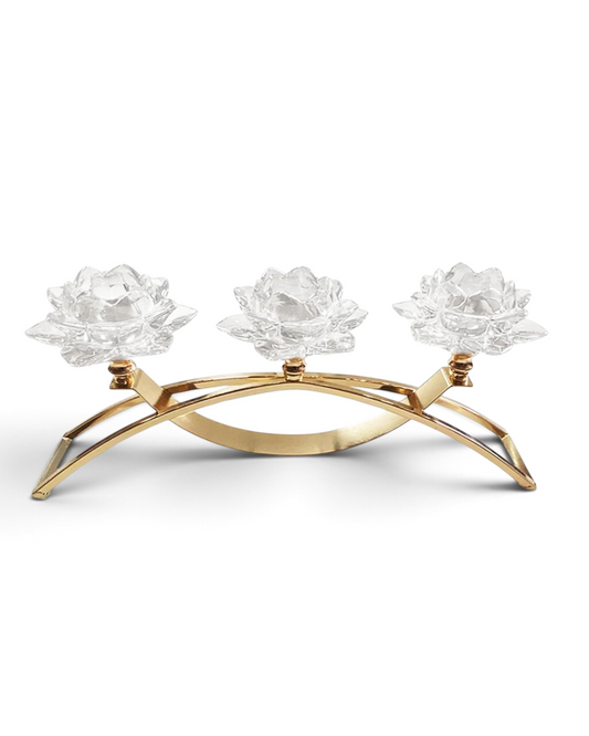 Golden Lotus Trio Candle Holder