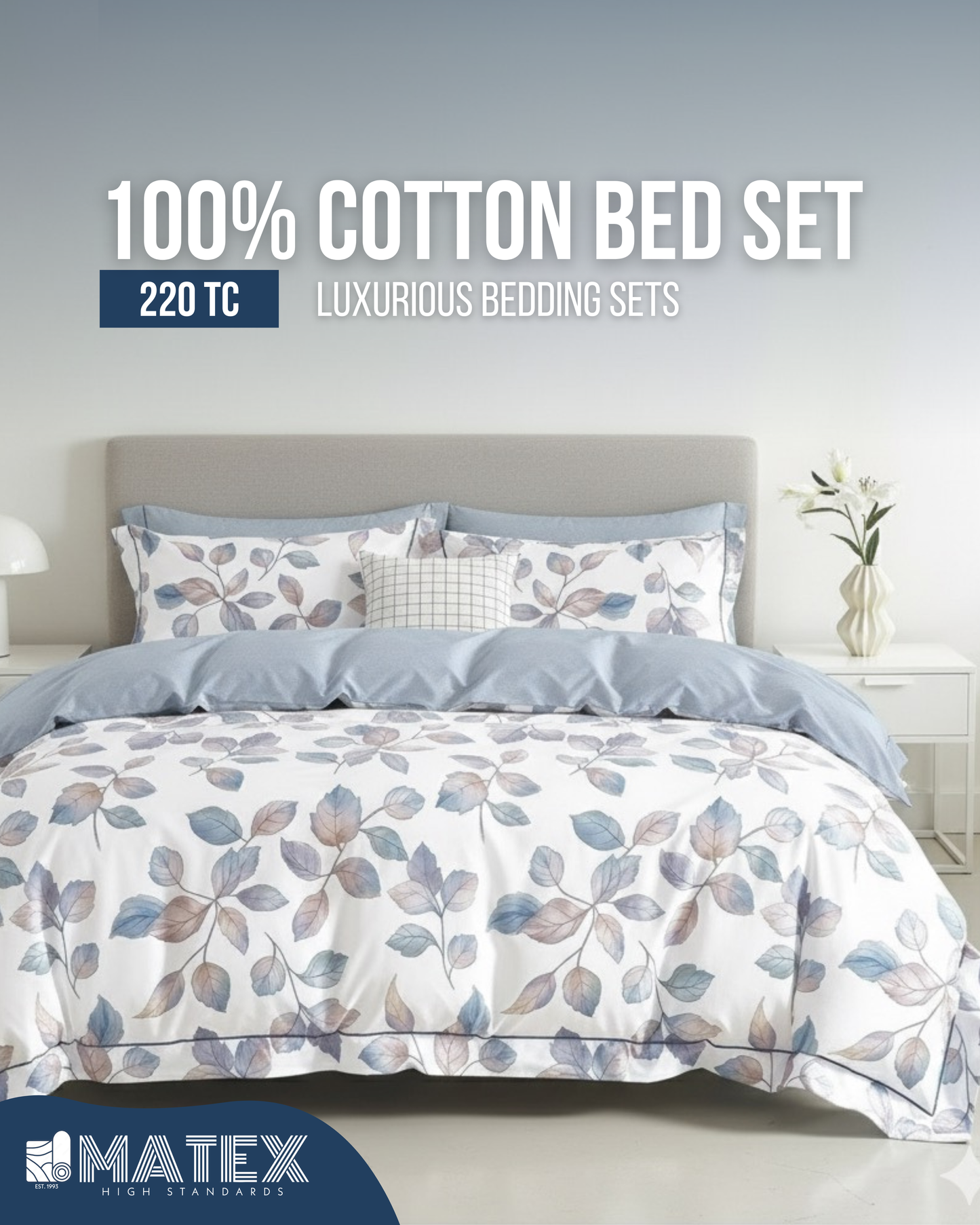 BlueLeaf Bed Set 100% Cotton 220TC