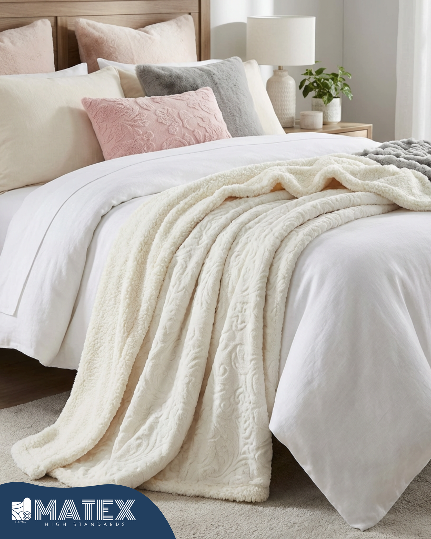 Bed Embossed Blanket With Sherpa Woollen