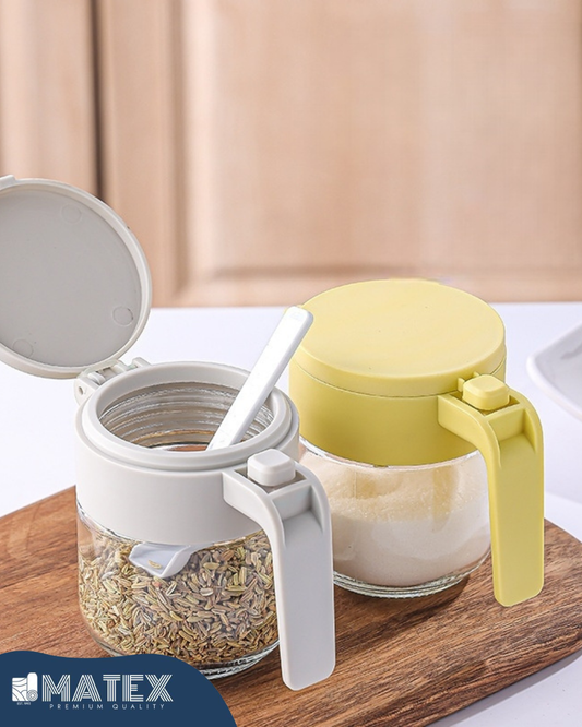 Seasoning Glass Can with Fiber plastic Lit