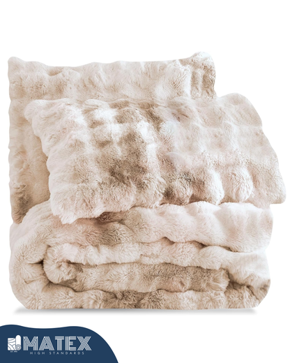 King Size Beige Husky Thick CuddleCloud Comforter Set (3pcs)