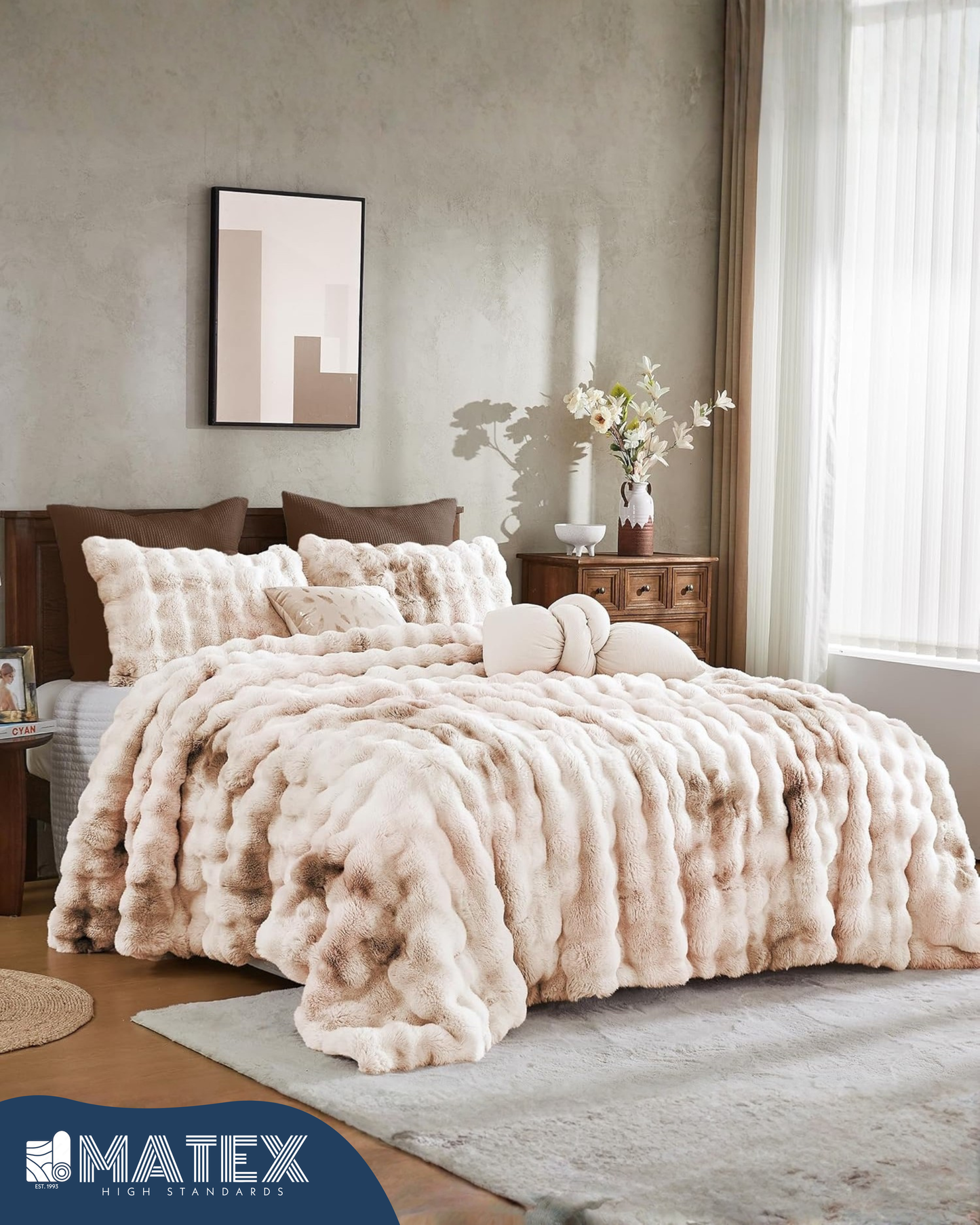 King Size Beige Husky Thick CuddleCloud Comforter Set (3pcs)