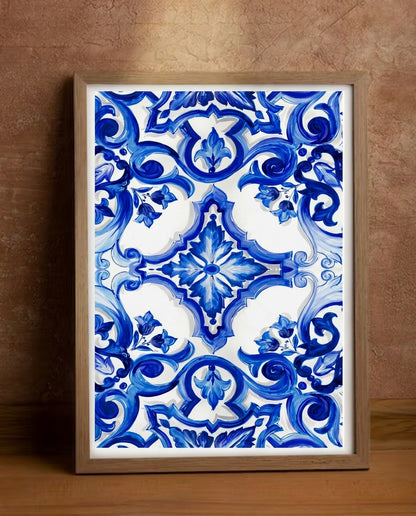 Wood Framed Wall Art – Azure Majolica