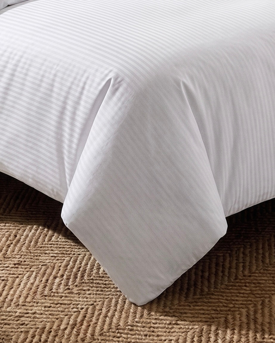 CottonLine™ Pure White Stripe Bed Set