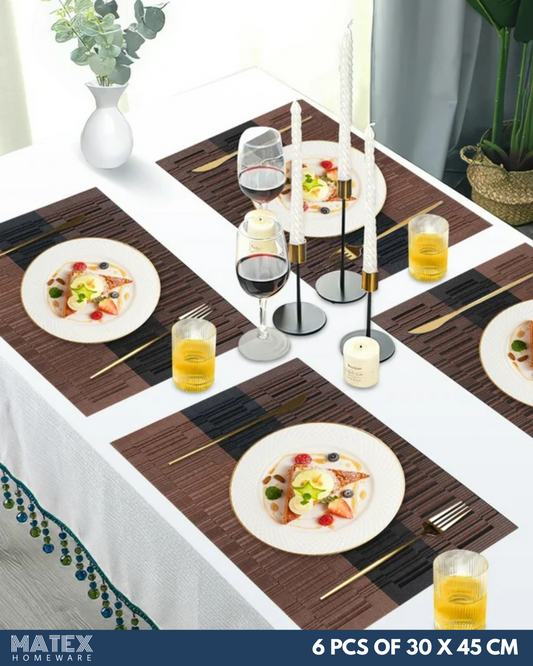 Brown-Wood Place Mats 6pcs for Table
