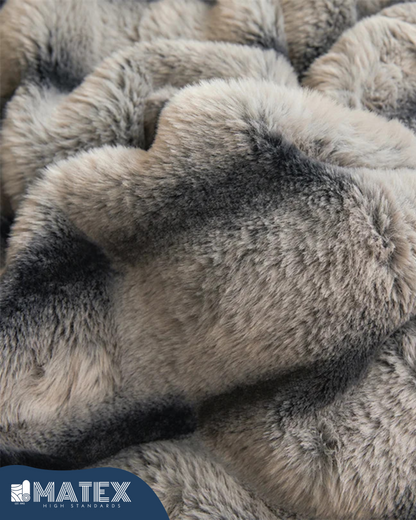 King Size Grey Chinchilla Faux Fur Sherpa Comforter set (3 pcs)