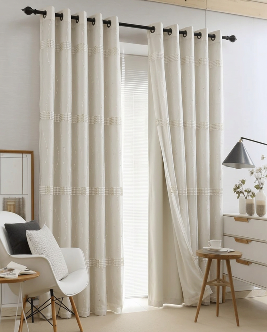 DualLayer – Serena Ivory Embroidered Curtain Sheer 140x240cm