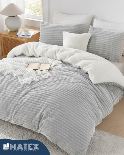 King Size Light Grey PlushWave Comforter Set (3 pcs)