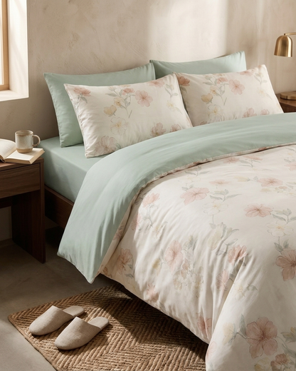 Double Size Blush Meadow Bed Set Cotton-300TC