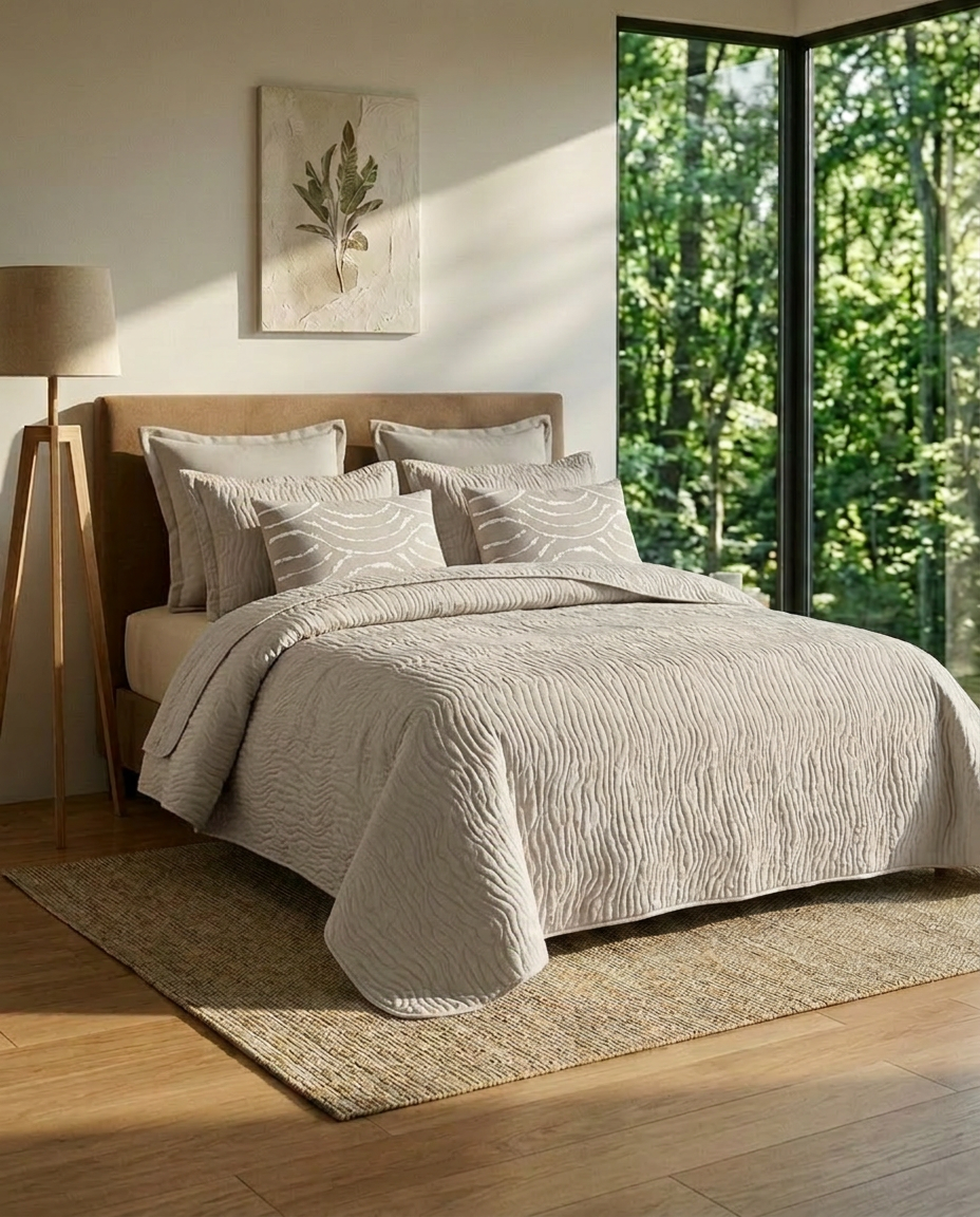 WhisperWave Greige Bedspread Set (6pcs)
