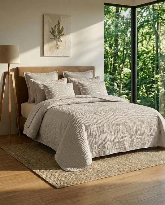 WhisperWave Greige Bedspread Set (6pcs)