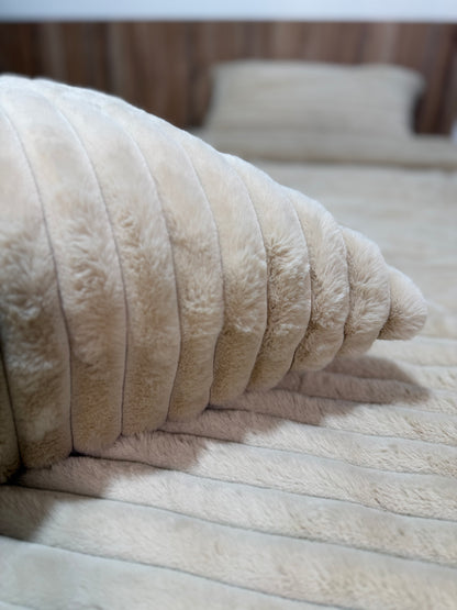 King Size Beige PlushWave Comforter Set (3 pcs)