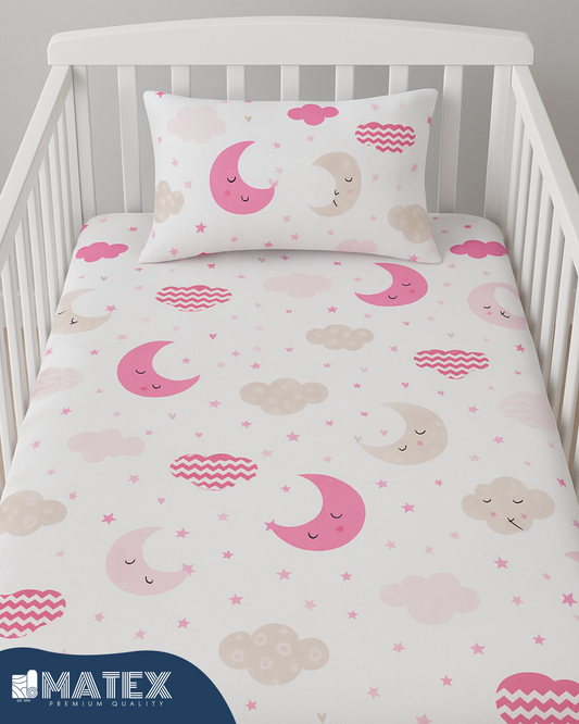 Pink Nights theme Baby Bed Crib Set 100% Cotton