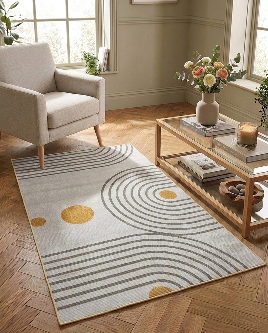Orbit Lines Printed Soft Rug