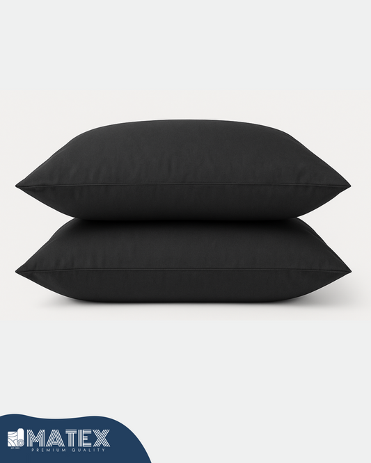 Charcoal Cotton Pillow Case - Envelope Enclosure - 2 Pack