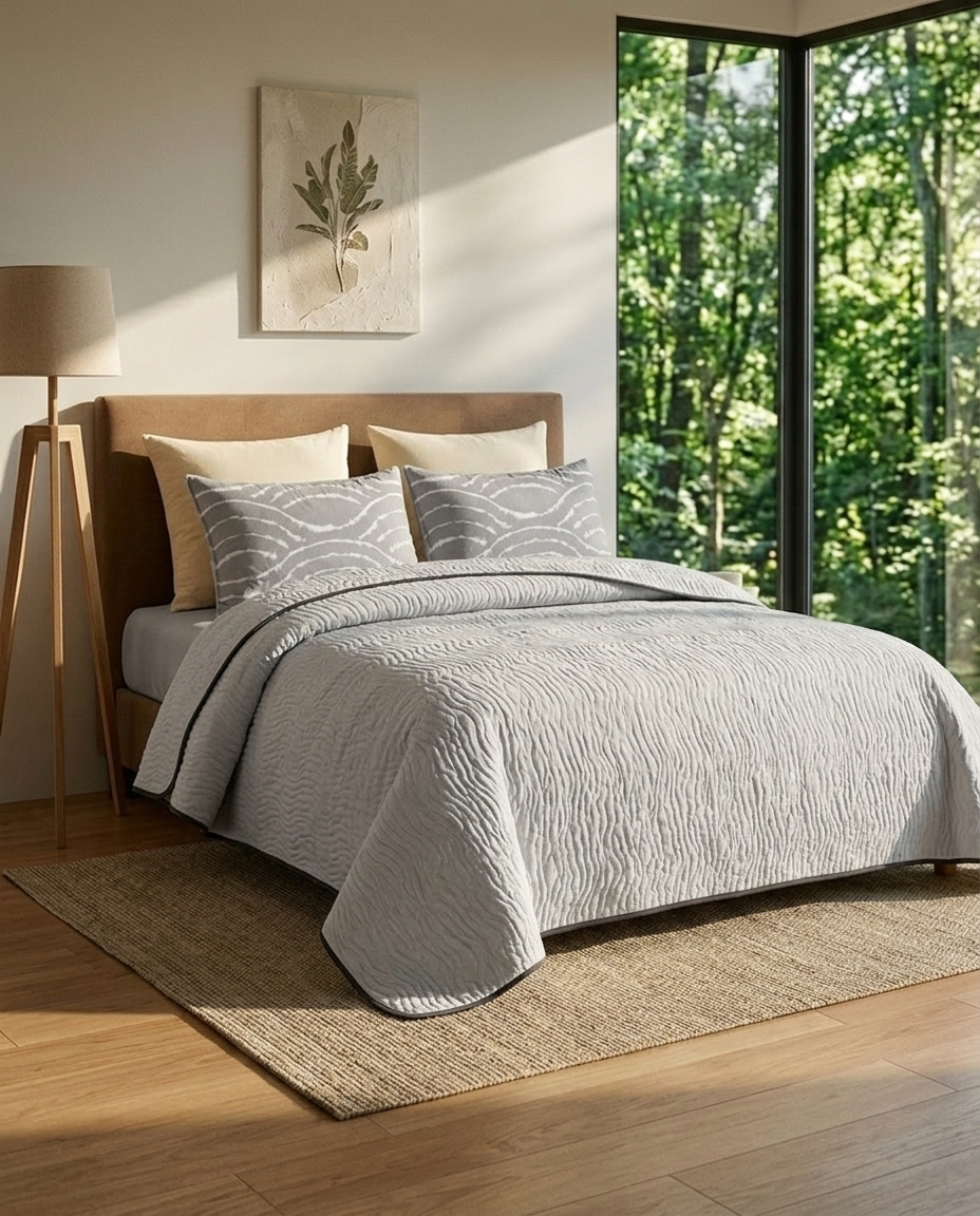 WhisperWave Matt Grey Bedspread Set (6pcs)