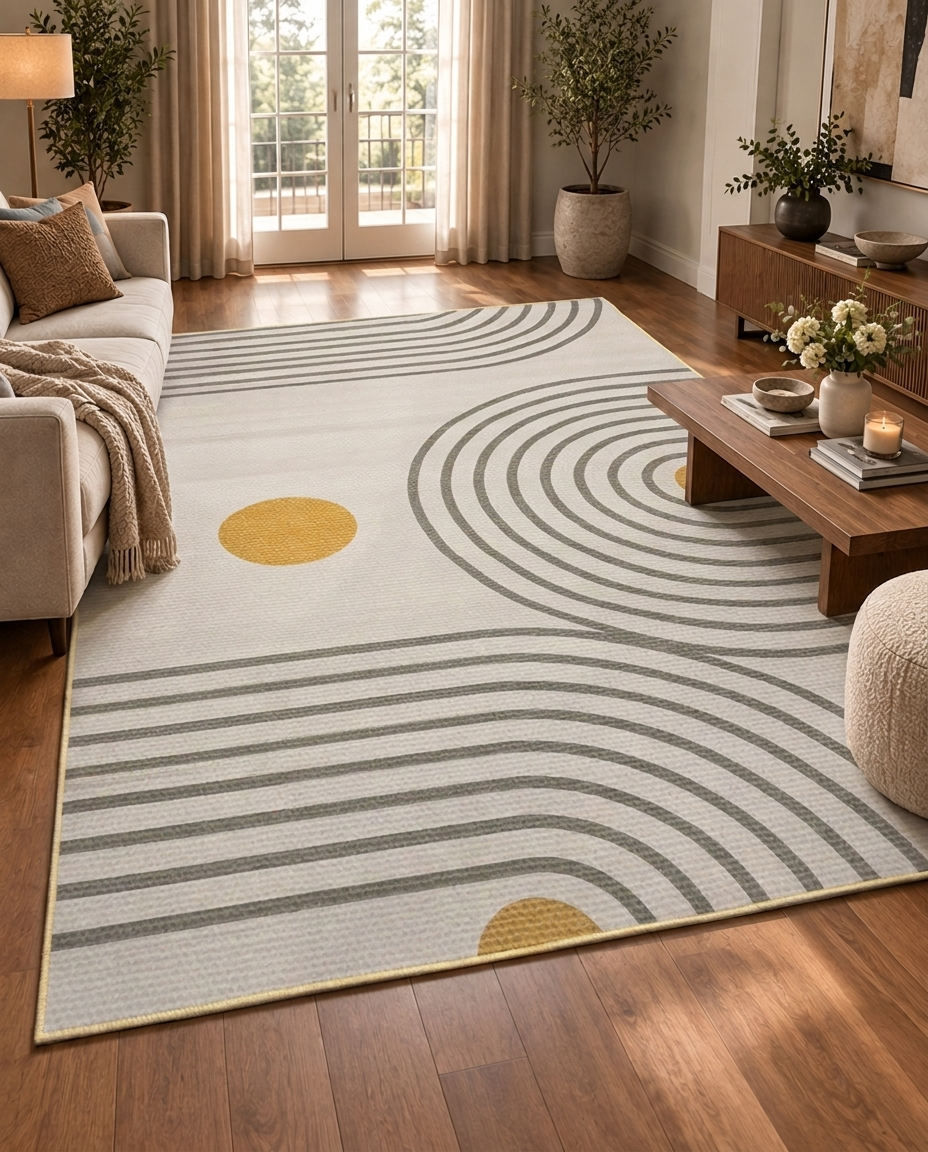 Orbit Lines Printed Soft Rug