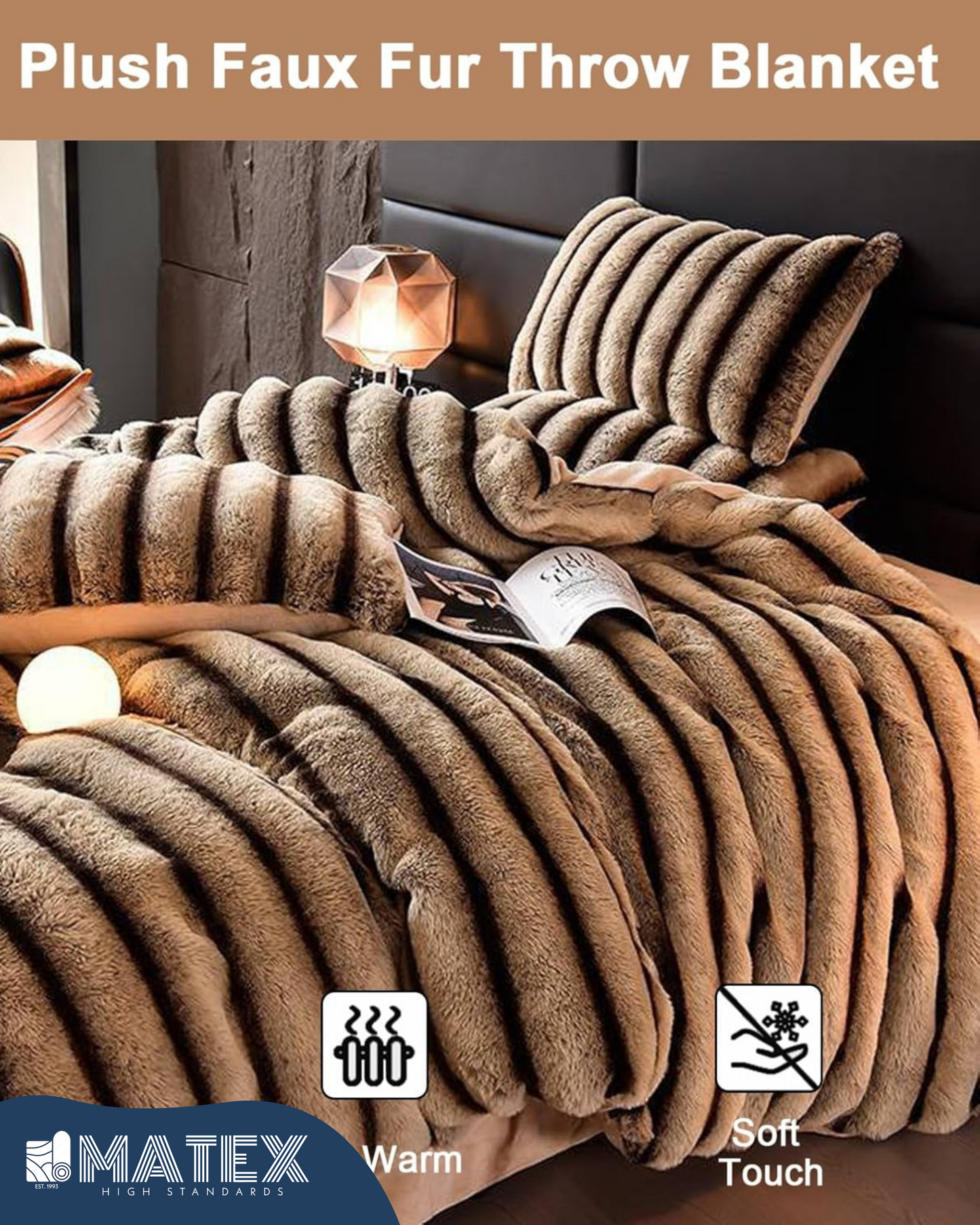 King Size CatLook Chinchilla Faux Fur Sherpa Comforter set (3 pcs)