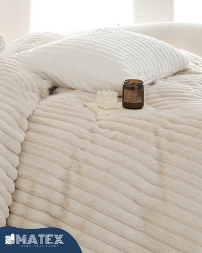 (Restocked) King Size Creamy Off-White PlushWave Comforter Set (3 pcs)
