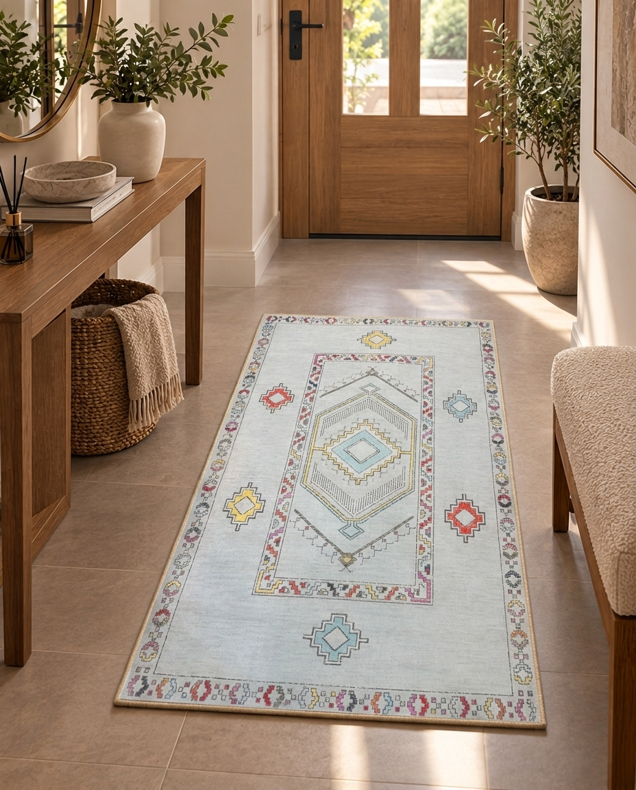 Boho Mosaic Printed Soft Rug