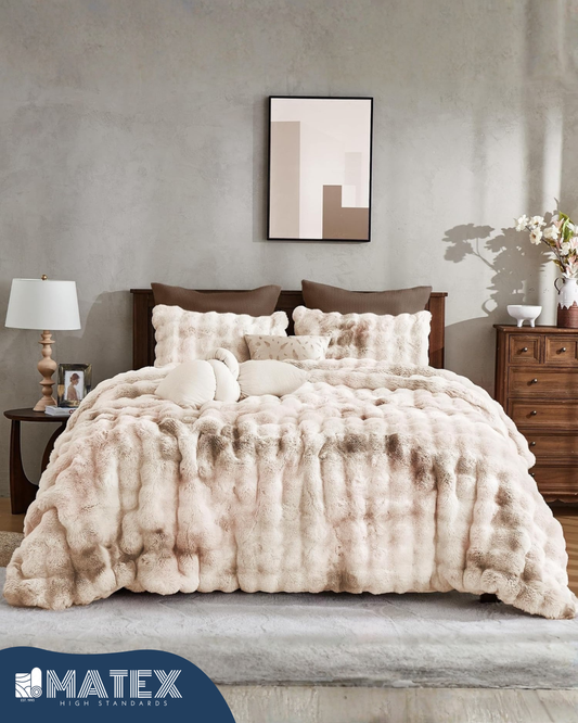 King Size Beige Husky Thick CuddleCloud Comforter Set (3pcs)