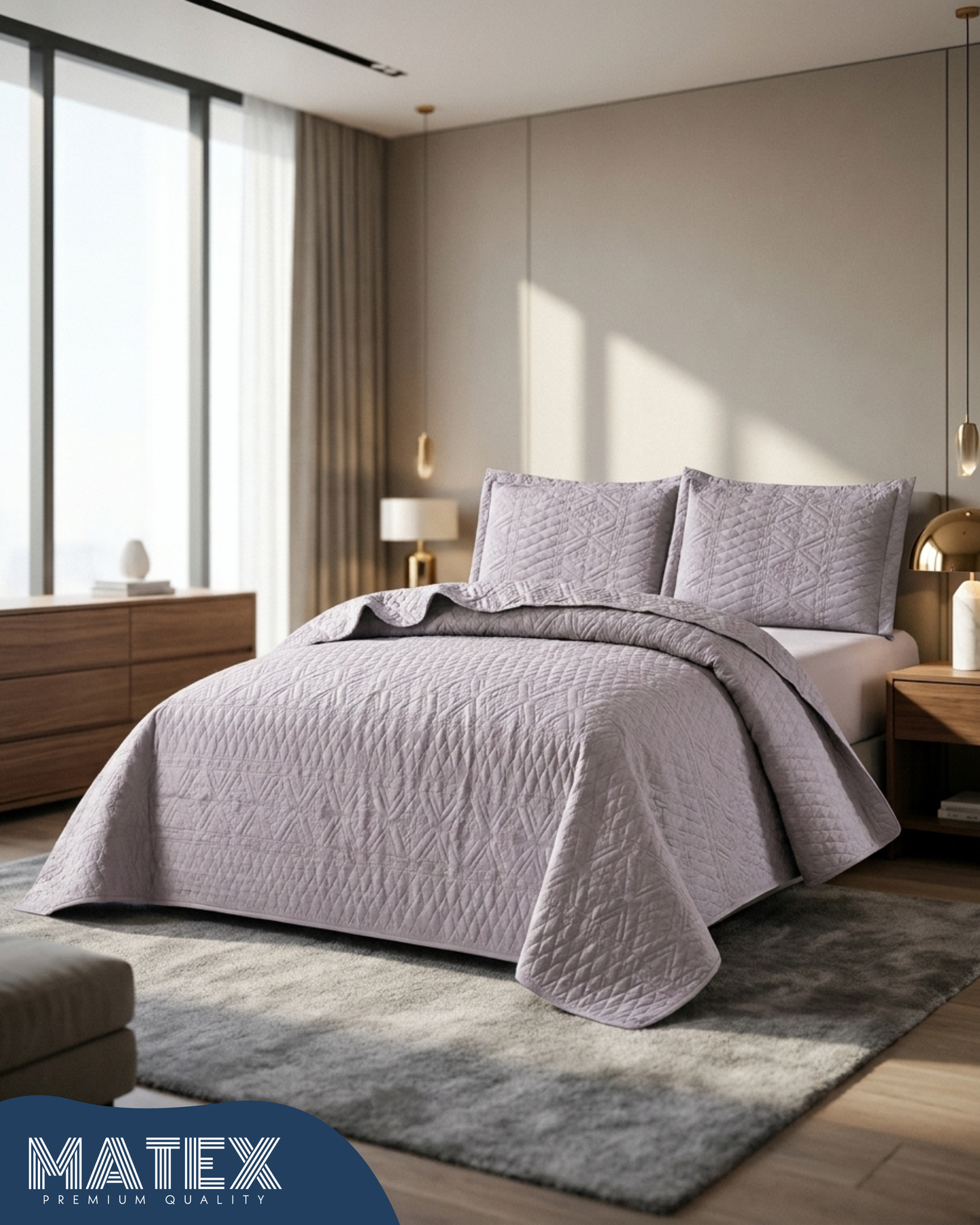 Velora Luxe Mist Lilac Bedspread couverlit