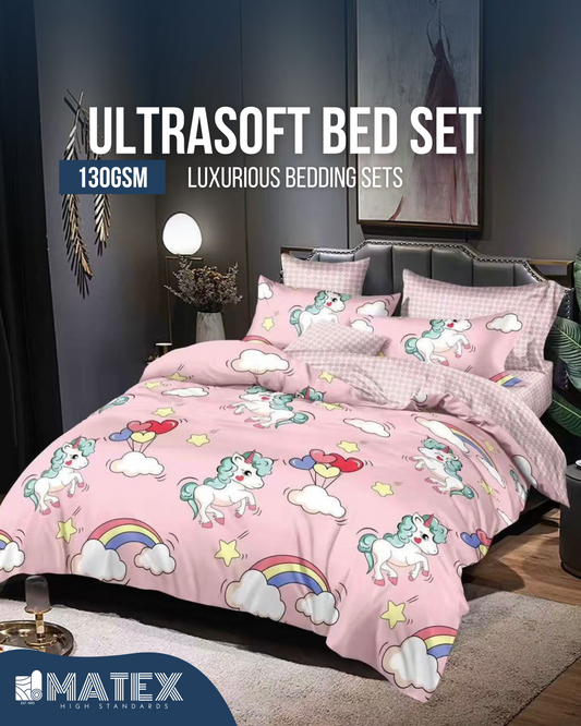 Single size Pink PonyRainbow Bed set 130 GSM (3 pcs)