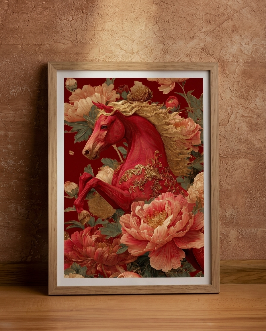 Wood Framed Wall Art – Crimson Majesty