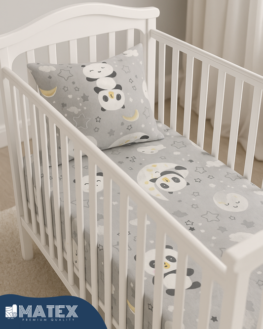 Grey theme Baby Bed Crib Set 100% Cotton
